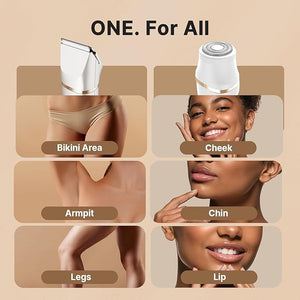 Bikini Trimmer for Women Painless, IPX7 Waterproof Rechargeable Electric Shaver Razors for Women, Pubic Hair Trimmer, Facial Hair Removal Cordless Ceramic Blade, Charge Dock, Gifts