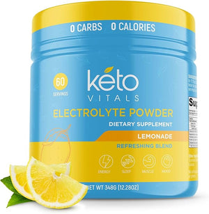 Keto Vitals Electrolytes Powder | Keto-Friendly Electrolytes with Potassium Magnesium Sodium Calcium | Keto Electrolytes Supplement Energy Drink Mix | Sugar-Free Zero Calories Zero Carbs
