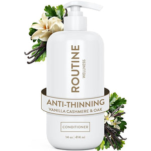Routine Wellness Anti-Thinning Deep Conditioner for Thinning Hair - DHT Blocker for Hair Loss in Men &amp Women - Promotes Healthy Hair - Vanilla Cashmere &amp Oak 14oz