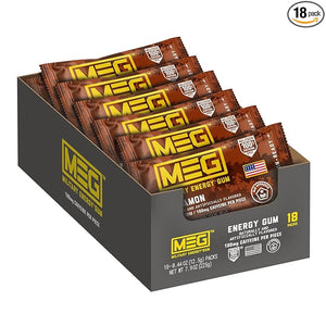 MEG (Military Energy Gum) - Cinnamon | Enhance Your Physical Performance with 100mg of Caffeine Per Piece Ultimate Boost for Workouts Alternative to Caffeinated Drinks | Pack of 18