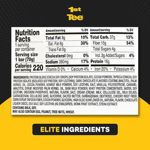 1st Tee High Protein Bar 12 Pack Golf Protein Energy Bars | High Protein and Delicious Dark Chocolate Caramel Flavor | Gluten Free Snack Bar| Including 16 grams of Protein and 3 grams of Sugar