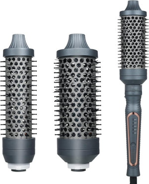 Heated Round Brush Thermal Brush Blowout Set 1.25/1.5/1.75 for Short to Long Hair 300-450¡ÆF for Fine to Coarse Hair One Step Smooths Frizz Boosts Shine Adds Volume Dual Voltage Dark Gray