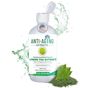 Pure Green Tea Extract for Skin and Hair ? Cold-Processed Antioxidant Polyphenol &amp EGCG Serum with USDA Organic Leaves ? Natural - Alcohol-Free - 8 fl oz