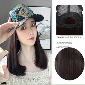 Women's Hat wig Duck Tongue hat collarbone Hair Straight hair inner Buckle wig Baseball Cap Sun Hat Wave Curly Hair