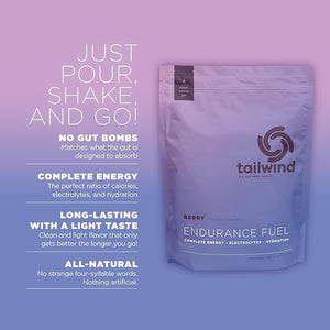 Tailwind Nutrition Endurance Fuel, Carbohydrate &amp; Electrolyte Sports Drink Mix Powder, Gluten-Free, Vegan, Berry, 50 Servings