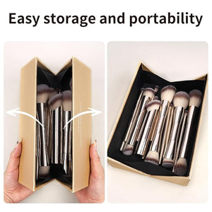 MAANGE 20 Pcs Makeup Brushes with Gift Box Double-End Multi-functional Makeup Brushes for Blending Liquid Powder Concealer Cream Blush BuffeChampagne