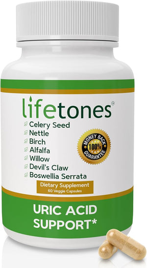Life Tones Uric Acid Support - Herbal Joint Cleanse for Men and Women - Natural Remedy Flexibility Boost - Non-GMO Gluten-Free - 60 Vegan Vitamins