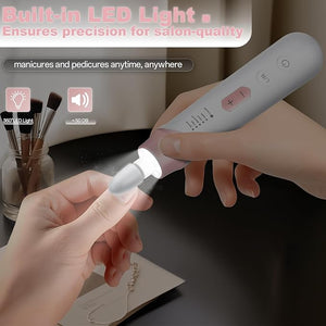 Electric Nail File Drill Cordless 2000 mAh Rechargeable Nail Filer Electric Portable Nail Dril Machine Drill for Nails Acrylic Manicure and Thick Toenails Buffer Grinder Care Professional (Pink)