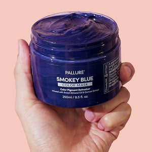 Pallure Color Pigment Refresher Mask Semi Permanent Hair Color Depositing Conditioner 8.5 Oz Smokey Blue
