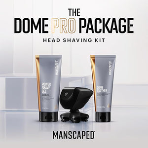 MANSCAPED¢ç The Dome Shaver¢â PRO Package - Head Shaver for Bald Men Five Rotary Blade Design with SkinSafe¢ç &amp FlexAdjust Technology Head &amp Face Power Shave Gel Dome Soother Aftershave Lotion