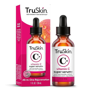 TruSkin Vitamin C Super Serum - Niacinamide, Retinol, Hyaluronic Acid &amp; Squalane - All-in-One Anti Aging Serum for Face ? Improve Appearance of Dark Spots, Firmness for Brighter Looking Skin, 1 Fl