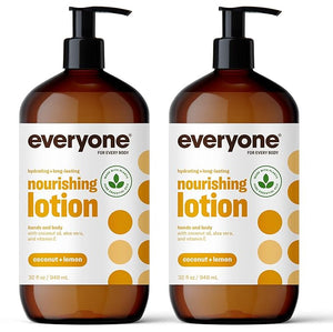 Everyone 2-in-1 Lotion for Hands/Body 32 ounce (Pack of 2) Coconut and Lemon made with Essential Oils for Men and Women