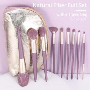 Purple Natural Fiber Makeup Brushes Set with Case Vegan Makeup Brush Set Professional by ENZO KEN Colorful Cosmetic Brushes Makeup Set Make up Brush Set Professional Purple Makeup Brush Set Vegan.