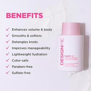 PUFF.ME Volumizing Conditioner by DESIGNME | Hydrating Conditioner with Sunflower Seed Oil for Hair Volume | Detangling Conditioner for Straight &amp; Wavy Hair | Sulfate Free Conditioner