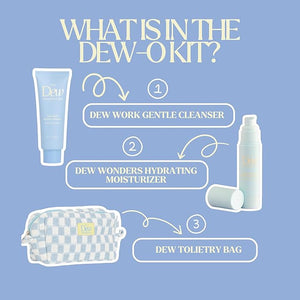 Dew-O Kit Kids Skin Care Set with Cleanser &amp Moisturizer | Skincare for Kids Face Wash + Travel Bag | Gentle Teen Skin Care