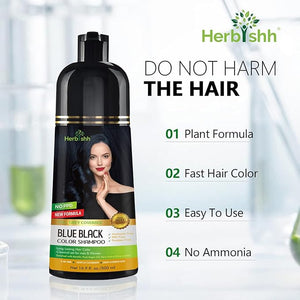 Herbishh Blue Black 3 In 1 Hair Dye Shampoo 16.9 Fl Oz &amp Argan Oil Mask 28.2 Fl Oz Combo - Champu Para Canas Mujer - Hair Dye Shampoo for Men &amp Women - Hair Mask For Moisturizer Dry Damaged H