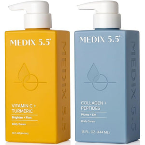 Medix 5.5 Vitamin C Lotion + Collagen Cream Anti Aging Moisturizer Skincare Set Collagen Lotion Targets Wrinkles Sagging Skin Crepey Skin Vitamin C Cream Brightens &amp Hydrates Dry Skin Bundle