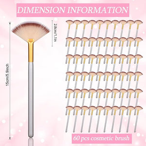 60 Pcs Fan Facial Brushes Fan Mask Soft Facial Applicator Brushes Acid Brush Cosmetic Makeup Blush Applicator Tools for Esthetician Eyeshadow Peel Mud Cream(Champagne Black)