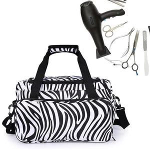 Hairdressing Tools Bag, Salon Barber Handbag Portable Scissors Comb Holder Hairstyling Case Travel Luggage Pouch Hairdressing Styling Bag (Zebra)