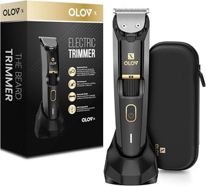 Men's Beard Trimmer - All-in-One Trimmer with Precision Dial - Premium Facial Hair Groomer - Adjustable 20 Length Setting USB Recharge Dock Cordless Waterproof Wet/Dry Clipper