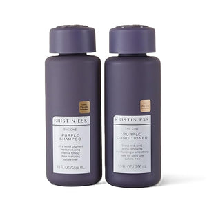 Kristin Ess Hair Purple Shampoo and Conditioner Set for Blonde Brunette Silver + Gray Hair Anti Brass + Yellow Tones Safe for Color Treated Hair Sulfate Free Toning Shampoo Conditioner