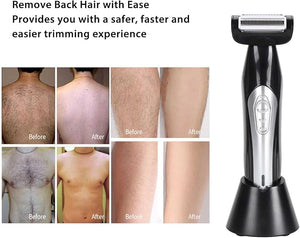 Back Trimmer for Men Extreme Reach Removable Handle Power Burst Wet Dry Use Men Back Groomer Shavers for Hair Remover for Blade Body Hair Groomer Wet