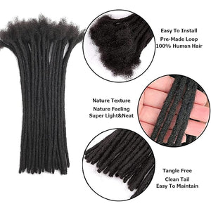 Dreadlocks Extension Human Hair 14inch 0.6cm 20 Strands Locs Extensions Real Human Hair For Man/Women Full Handmade Permanent Dreadlock Extensions Human Hair An Be Dyed Bleached Curled Natural Black