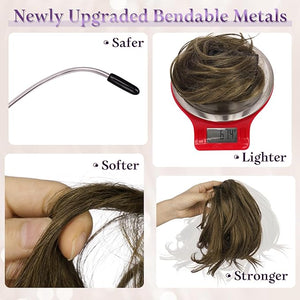 RUWISS Claw Clip Short Human Hair Ponytail Extension with Bendable Metals for DIY Styles Straight Messy Bun Hair Piece for Women Hairpieces for Daily Wear 9 Inch Black