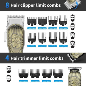 HIENA PRO Professional Hair Clippers for Men Cordless Hair Clipper for Barber Clippers and Trimmer LED Haircut Set with Foil Shaver Nose Trimmer Rechargeable Clippers for Men