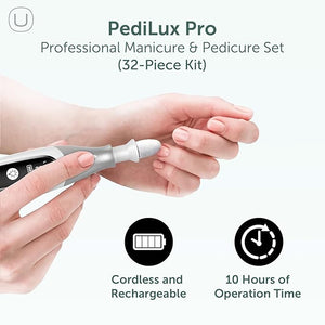 PediLux Pro Professional Manicure Pedicure Kit Cordless Electric Nail File Drill Set Thick Toenail Grinder Toe Nail Dremel Tools Filer Buffer Sander Remove Cuticles Callus for Men &amp Women