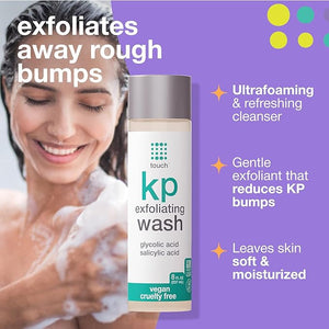 TOUCH Keratosis Pilaris Exfoliating Body Wash Cleanser - KP Body Wash with 15% Glycolic Acid Aloe Vera &amp Hyaluronic Acid - 8 Ounce