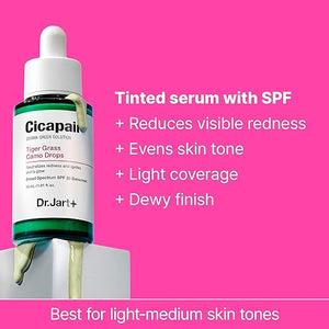 Dr.Jart+ Cicapair Tiger Grass Camo Drops Tinted Serum SPF 35 with Centella Asiatica | Skin Tint | Korean Skin Care Makeup Hybrid 1.01 Fl Oz