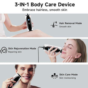 JOVS Laser Hair Removal 37¡ÆF Painless Hair Removal Device with Sapphire Ice-Cooling 3 in 1 Hair Removal &amp Skin Rejuvenation for Women and Men 8 Modes Skin Care for Whole Body Touch Screen Whi