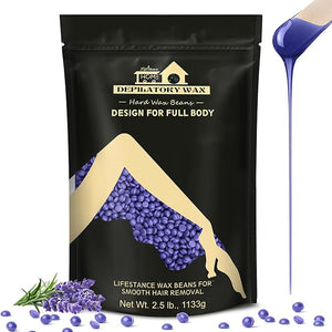 Lifestance 2.5lb Wax Beads Kit, Lavender Hard Wax Beans For Hair Removal Brazilian Bikini Leg Underarm, Waxing for Fine Coarse Hair Women Men Large Refill for Wax Warmers at Home
