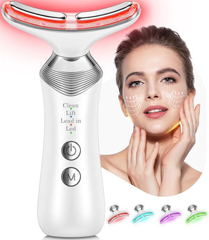 Face Massager Tool for Face and Neck 7-in-1 Facial Neck Massager Tool with 4 Modes Beauty Device Facial Massage for at-Home Skin Care or Travel Use