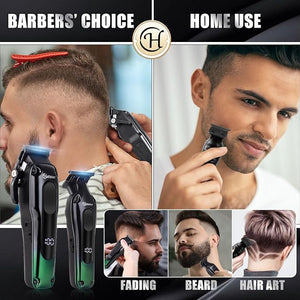 Hatteker Hair Clippers for Men ProfessionalClippers and Trimmers Set T-Blade Barber Clippers Set Cordless Clippers Grooming Kit Rechargeable Beard Trimmers Type C Barbers Haircut Kit Green