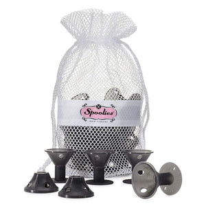 Spoolies Original Hair Curlers Heatless Silicone Rollers with Mesh Bag Gift for Natural Hair Hair Extension plus Wigs Made in USA 15 Jumbo Size (Shadow Black)