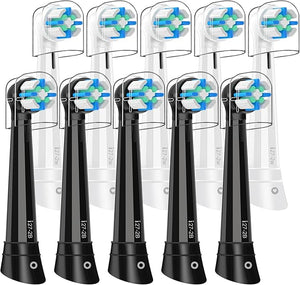 IO Replacement Heads Compatible with Oral B iO 2/3/4/5/6/7/8/9/10 Series Electric Toothbrush Brush Heads with Medium Bristles Compatible with Oral B iO for Gentle Dental Care (10 Black/White)