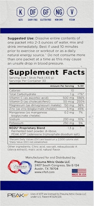 N.O. Beetz Nitric Oxide Supplement for Pre-Workout &amp; Endurance | Beetroot, Peak ATP &amp; Electrolytes for Energy &amp; Hydration | Boosts Blood Flow &amp; Muscle Recovery | No Mess, 30 Servings