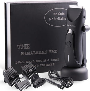 Dual-Head Electric Body Hair Trimmer for Men &amp Women Waterproof Groin &amp Bikini Shaver Wet/Dry Groomer with Replaceable Ceramic BladesUSB Recharge Dock Hygiene Razor for Full-Body Use