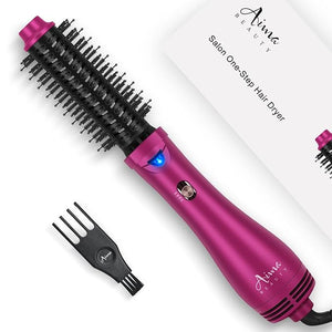 Aima Beauty One Step Hair Dryer &amp Volumizing Hot Air Brush Ceramic Straightener Brush Curler &amp Hot Comb 4 in 1 Salon Ionic Hair Brush Rose Pink