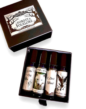 Dark Academia Perfume Rollers, Forest &amp; Folklore Gift Box Set