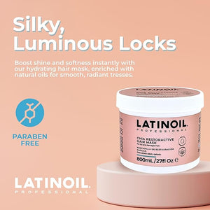 Latinoil - Chia Restorative Hair Mask - Deep Conditioning &amp; Repair Treatment for Damaged Dry Frizzy Hair - Intensive Moisture Conditioner with Chia Oil for Shine, Softening, and Strengthening - 25