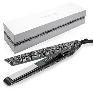 Corioliss C1 Flat Iron Hair Straightener Professional Titanium Plates Temperature Control Travel Case (Zebra Silver)