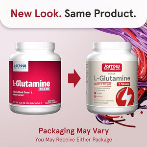 Jarrow Formulas L-Glutamine 2 g Dietary Supplement for Muscle Tissue Multifunctional Amino Acid Immune Support 1000 g (2.2 lb) Powder Approximately 500 Day Supply