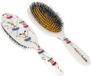 Rock &amp Ruddle Natural Mixed Bristle Hair Brush for Women &amp Kids. Perfect for Wet or Dry Hair Detangling Smoothing and Blowdrying. Brings out a Healthy Shine. Ballet Dancers Large (21 cm)