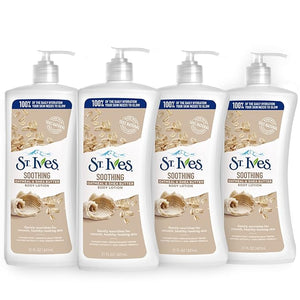 St. Ives Soothing Hand &amp Body Lotion for Women with Pump Daily Moisturizer Oatmeal and Shea Butter for Dry Skin Made with 100% Natural Moisturizers 21 fl oz 4 Pack