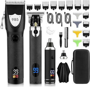 Hair Clippers for Men ProfessionalBeard Trimmer for Men Hair Trimmer Nose Trimmer SetCordless Electric ShaversBarber Clippers Trimmer Haircut Grooming KitLED Display