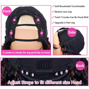 Lucasar FB30 Deep Wave U Part Human Hair Wigs for Black Women 180% Density Glueless U Shape Half Wig 180% Density Wig No Leave Out Lace Glueless Deep Curly Upgrade U Part Wigs (22 inch FB30)