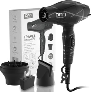 Portable Mini Blow Dryer with Concentrator&ampDiffuser with Nozzle Attachment CeramicLightweight Travel Hair Dryer 2 Heat Settings